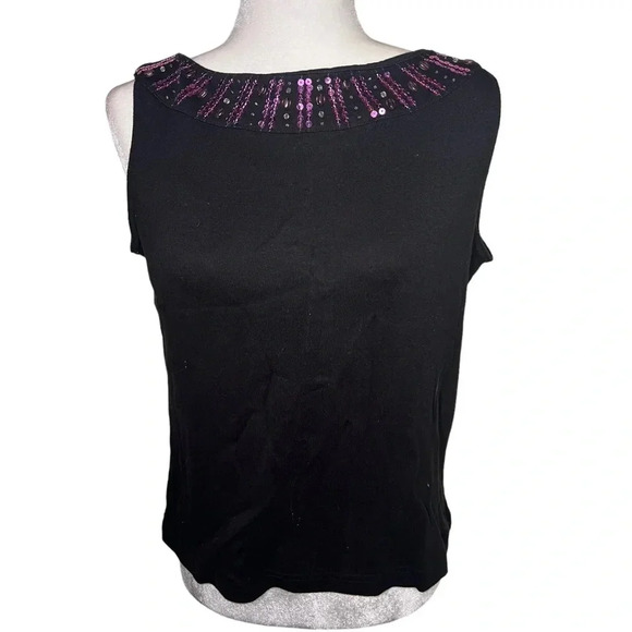 Y2K Sequin Neckline Tank Top PM - Picture 1 of 3